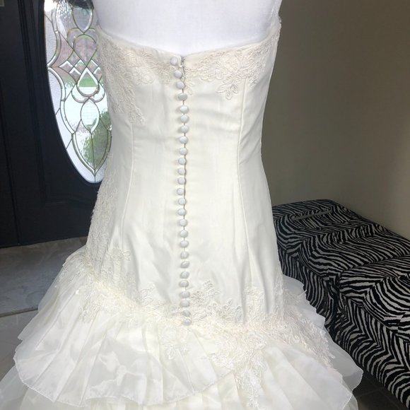 White by Vera Wang Strapless Ivory Fit&Flare Wedding Gown &Cathedral Length Veil - Picture 6 of 13